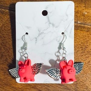 Handmade flying pig earrings